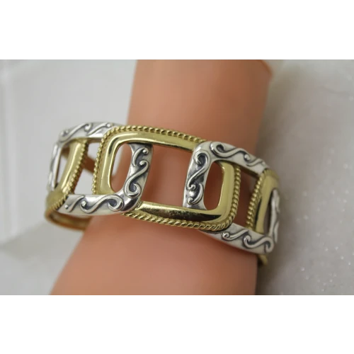 CAROLYN POLLACK RELIOS .925 S.S. & Brass BUCKLE CUFF