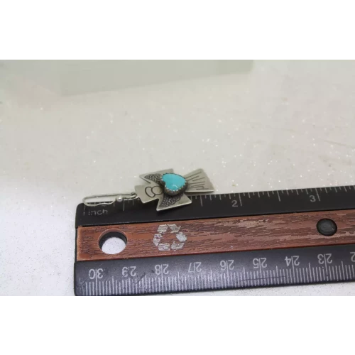 CAROLYN POLLACK RELIOS .925 S.S. CROSS ANGEL TURQUOISE HEART dangle