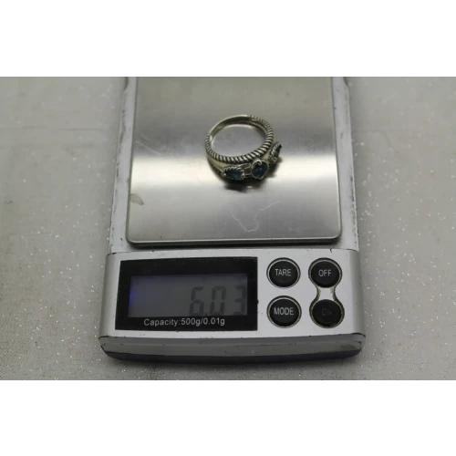 CAROLYN POLLACK RELIOS .925 S.S. LONDON BLUE TOPAZ 3 stone size 8