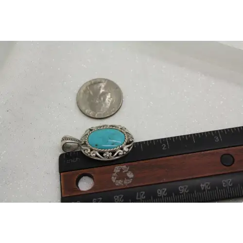 CAROLYN POLLACK RELIOS .925 S.S. OVAL TURQUOISE SLIDE pendant
