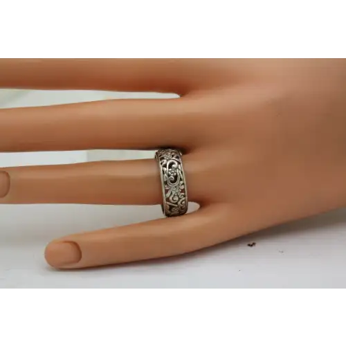 CAROLYN POLLACK RELIOS .925 S.S. ROSE FILIGREE BAND ring size 10 #