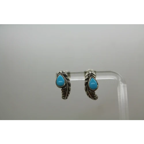 CAROLYN POLLACK RELIOS .925 S.S. TURQUOISE FEATHER HALF HOOPS