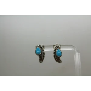 CAROLYN POLLACK RELIOS .925 S.S. TURQUOISE FEATHER HALF HOOPS