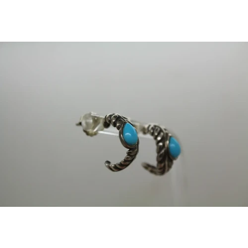 CAROLYN POLLACK RELIOS .925 S.S. TURQUOISE FEATHER HALF HOOPS