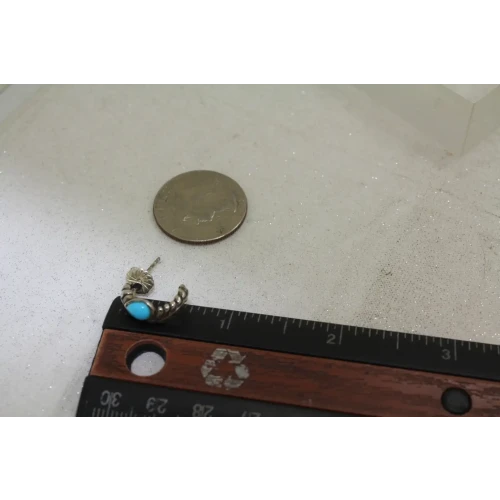 CAROLYN POLLACK RELIOS .925 S.S. TURQUOISE FEATHER HALF HOOPS