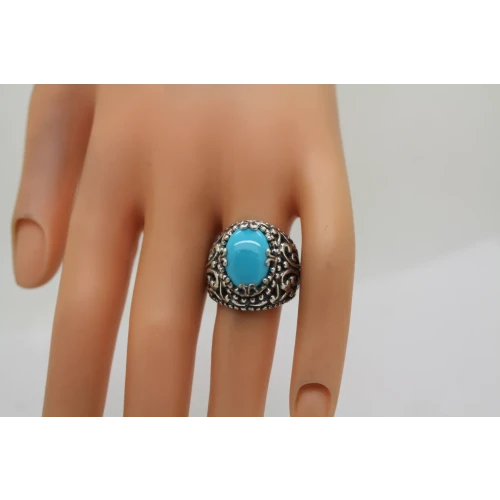 CAROLYN POLLACK RELIOS .925 S.S. TURQUOISE FILIGREE ring size 7