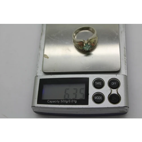 C.CO .925 S.S.  12k BLACK HILLS GOLD AQUAMARINE ring size 8 # (5)
