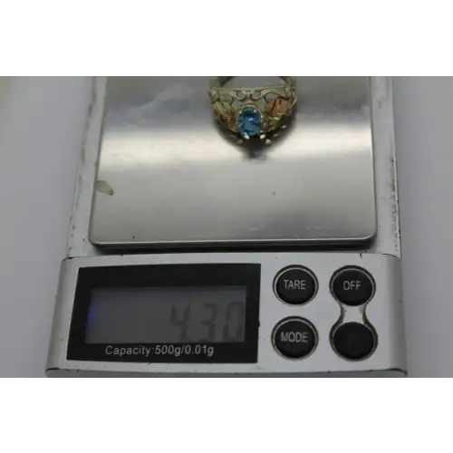 C.CO .925 S.S. 14k Black Hills Gold BLUE TOPAZ GRAPE LEAF ring size 6.75 #