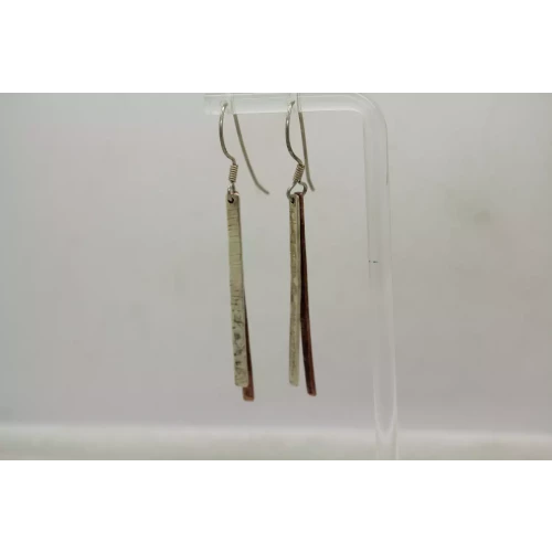 CHRISTEL .925 S.S. & Copper ETCHED BAR DESIGN Dangle earrings