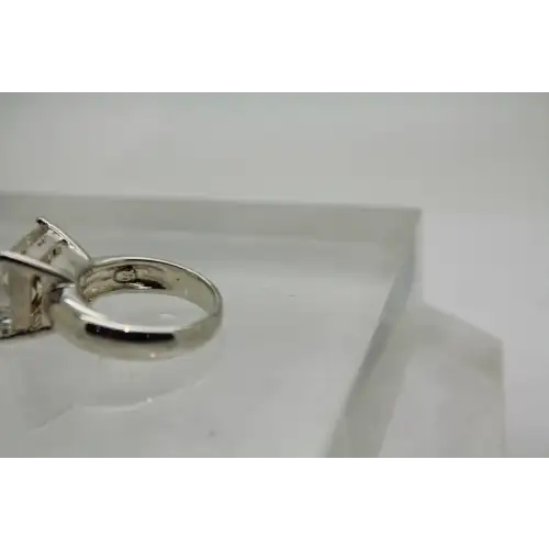 CHUNKY .925 S.S. Square Cut 5.0ct CLEAR CZ SOLITAIRE ring size 6.75