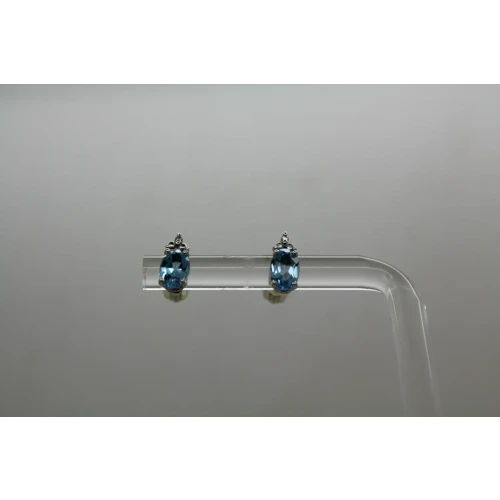 CID .925 S.S. BLUE TOPAZ & DIAMOND STUD style earrings