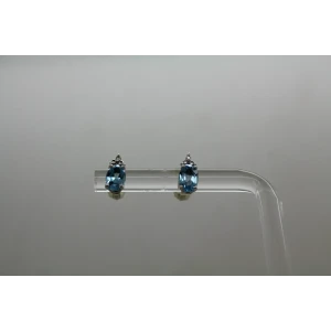 CID .925 S.S. BLUE TOPAZ & DIAMOND STUD style earrings