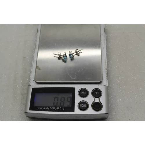 CID .925 S.S. BLUE TOPAZ & DIAMOND STUD style earrings