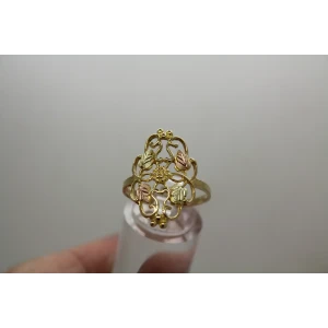 COLEMAN C.CO. 10k Black Hills Gold LARGE VINING GRAPE LEAF ring size 9.5