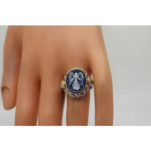 CONCORDE COLLECTION .925 14k GUARDIAN ANGEL CAMEO ring size 9