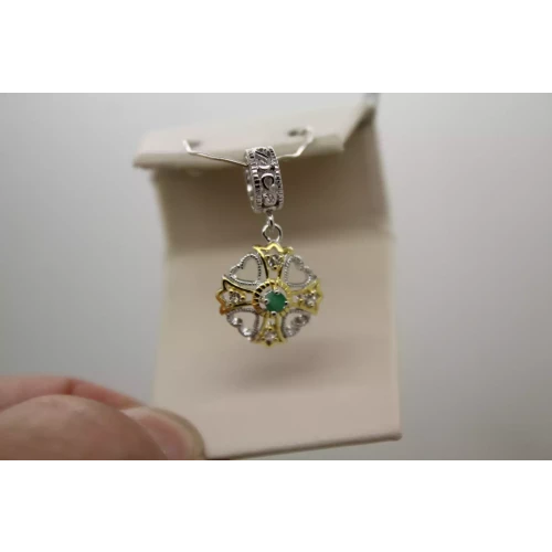 CONCORDE COLLECTION .925 S.S. IRISH PRAYER EMERALD DANGLE charm