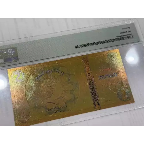 Cook Islands 2 Dollar 1/200th oz Aurum Gold Note (24k) 7 Pillars of Humanity Creativity  PMG70  (2)