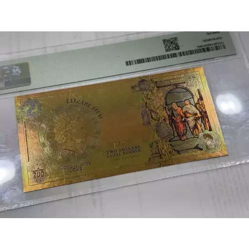 Cook Islands 2 Dollar 1/200th oz Aurum Gold Note (24k) Threads Of Light Voice PMG70 