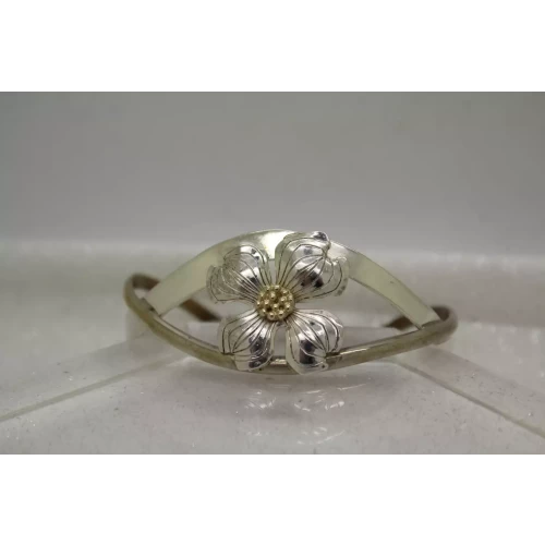 COURTNEY DESIGN .925 S.S. & Brass DOGWOOD FLOWER DESIGN CUFF 6.5