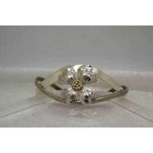 COURTNEY DESIGN .925 S.S. & Brass DOGWOOD FLOWER DESIGN CUFF 6.5