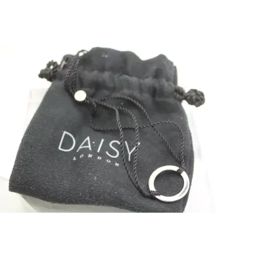 DAISY LONDON .925 S.S. CIRCLE BLACK CORD BOLO bracelet adjustable (4)