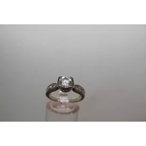 DBJ .925 S.S. 7mm ROUND CZ SOLITAIRE w/acc. ORNATE ring size 7.75