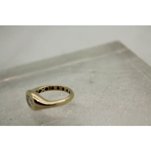 Designer 14k Y.G. 1.00ct Oval Cut MOISSANITE BEZEL SOLITIARE size 3.75