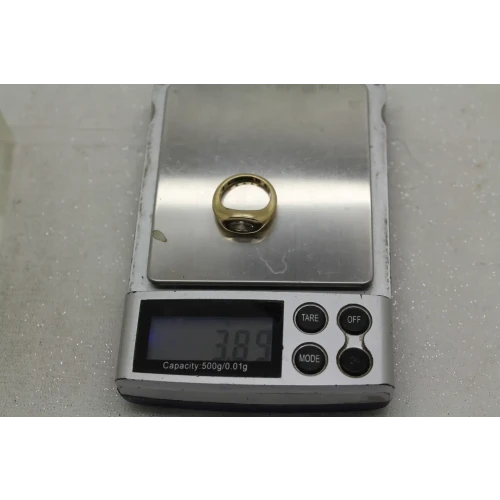 Designer 14k Y.G. 1.00ct Oval Cut MOISSANITE BEZEL SOLITIARE size 3.75