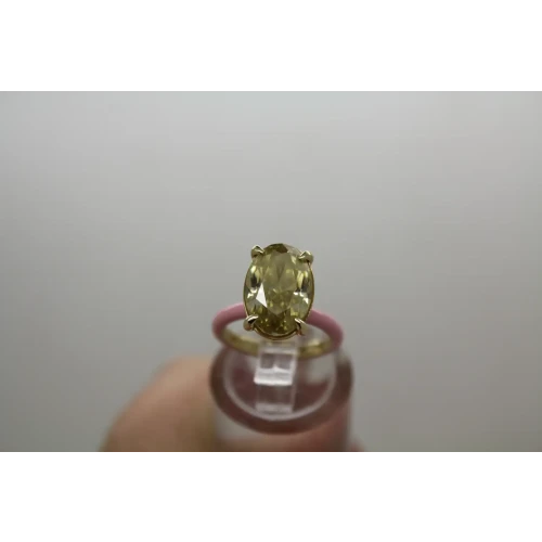 Designer 14k Y.G. PINK ENAMEL 1.00ct YELLOW MOISSANITE SOLITAIRE sz 3