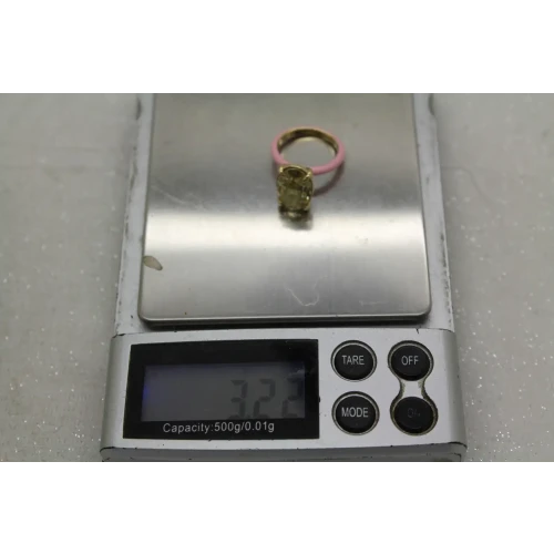 Designer 14k Y.G. PINK ENAMEL 1.00ct YELLOW MOISSANITE SOLITAIRE sz 3