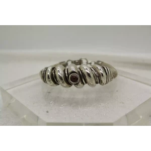 DESIGNER .925 S.S. MODERNIST RIBBED DESIGN & MESH CARNELIAN 7
