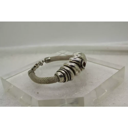 DESIGNER .925 S.S. MODERNIST RIBBED DESIGN & MESH CARNELIAN 7