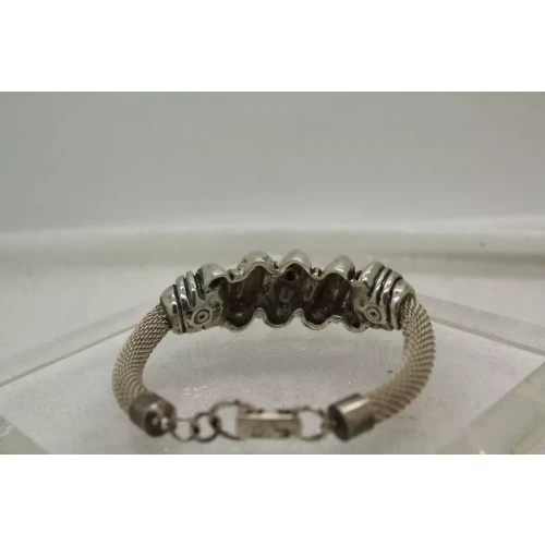 DESIGNER .925 S.S. MODERNIST RIBBED DESIGN & MESH CARNELIAN 7