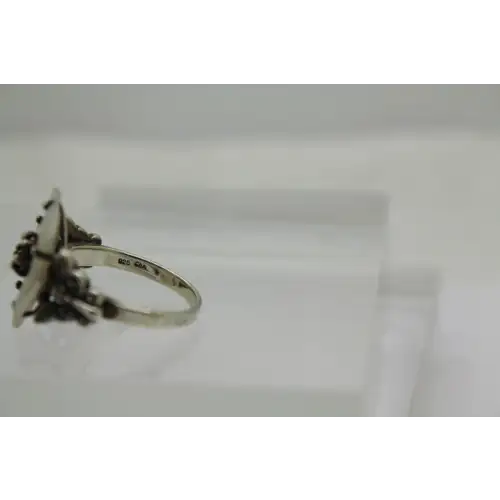 Designer CNA .925 S.S. CARVED MOTHER of PEARRL CITRINE FLOWER sz 9