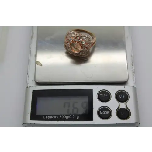 Designer FZN R.G. over .925 S.S. GORGEOUS FLORAL COCKTAIL ring size 7 #