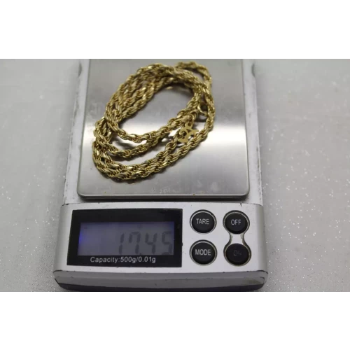 Designer gold over .925 S.S. DIAMOND CUT ROPE CHAIN 20