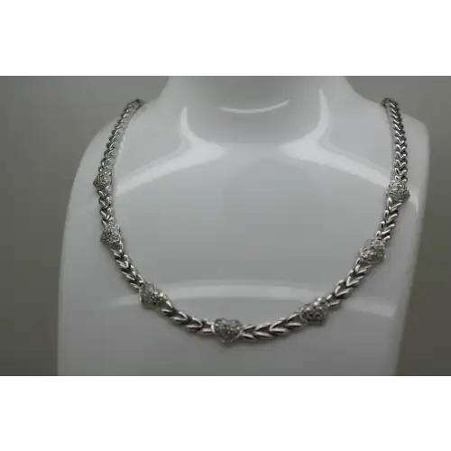 Designer OTC .925 S.S. DIAMOND acc. HEART STATION necklace 27g