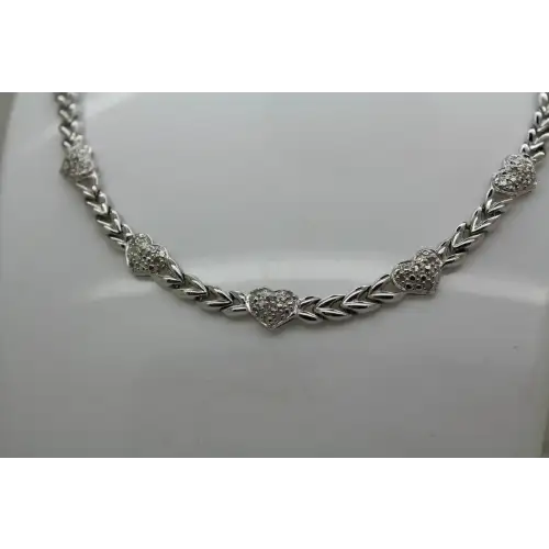 Designer OTC .925 S.S. DIAMOND acc. HEART STATION necklace 27g