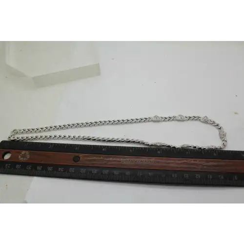 Designer OTC .925 S.S. DIAMOND acc. HEART STATION necklace 27g