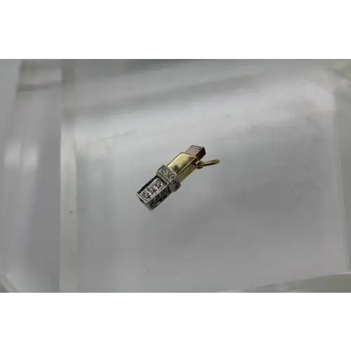 Designer Sig. 14k Y.G & W.G. GARNET & DIAMOND LIPSTICK pend. charm # (3)