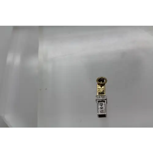 Designer Sig. 14k Y.G & W.G. GARNET & DIAMOND LIPSTICK pend. charm # (4)