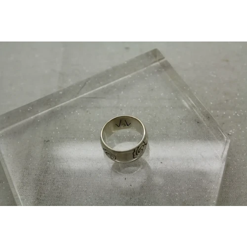 Designer Signed .925 S.S. FLORAL DESIGN CIGAR BAND ring size 8