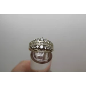 DIAMONIQUE DQ CZ .925 S.S. TRIPLE ROW BAND ring size 7