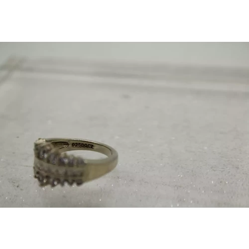 DIAMONIQUE DQ CZ .925 S.S. TRIPLE ROW BAND ring size 7