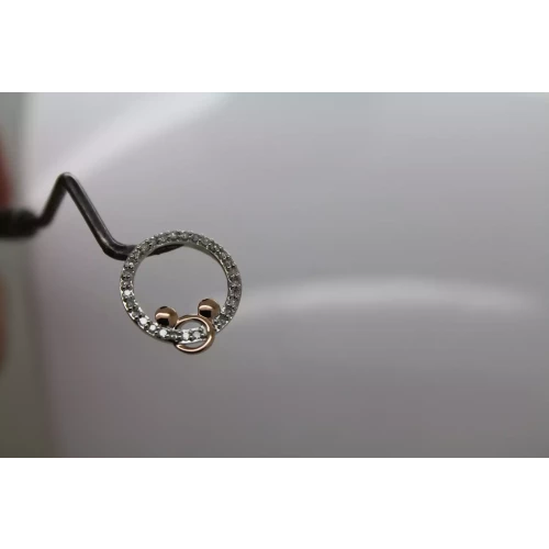 DISNEY .925 S.S. TWO TONE DIAMOND MICKEY MOUSE CIRCLE SLIDE pendant