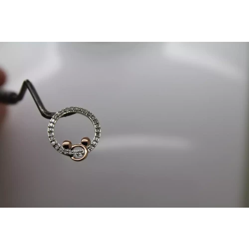 DISNEY .925 S.S. TWO TONE DIAMOND MICKEY MOUSE CIRCLE SLIDE pendant