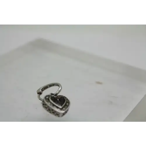 DLC .925 S.S. BLACK & WHITE DIAMOND accents HEART dangles #
