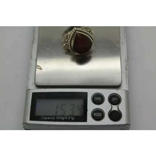 DP DOUG PAULUS .925 S.S. TEARDROP TIGER'S EYE FLORAL ring size 9