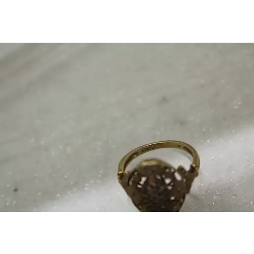 EFFY 14k Y.G. PAVE DIAMOND VINTAGE FILIGREE DESIGN ring size 6.75