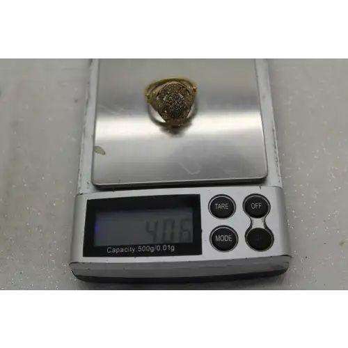 EFFY 14k Y.G. PAVE DIAMOND VINTAGE FILIGREE DESIGN ring size 6.75